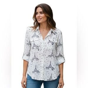 🆕 Karl Lagerfeld Eiffel Tower business casual, Classic long sleeve shirt